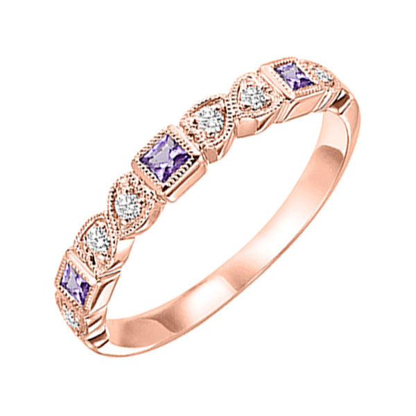 10k rose gold stackable bezel amethyst band (1/12 ct. tw.)