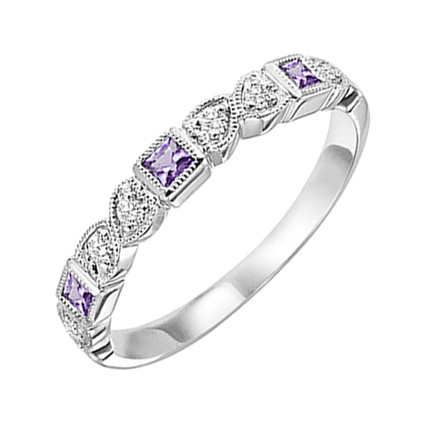 10k white gold stackable bezel amethyst band (1/12 ct. tw.)