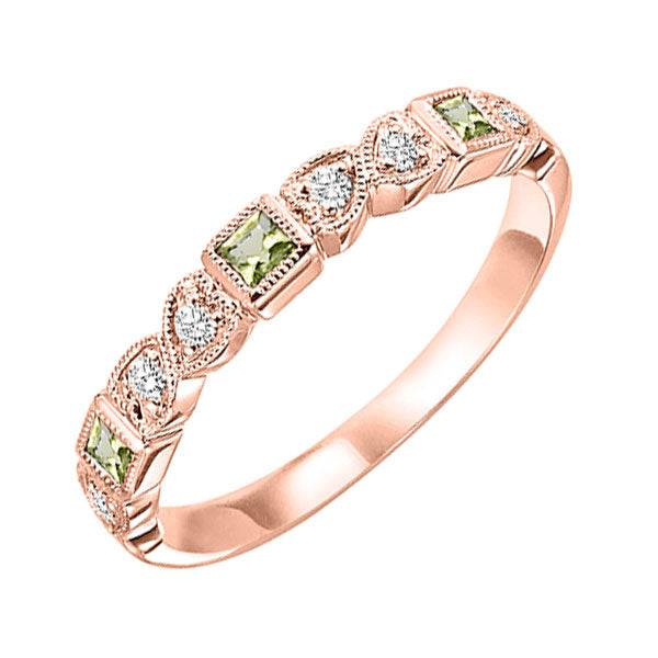 10k rose gold stackable bezel peridot band (1/12 ct. tw.)
