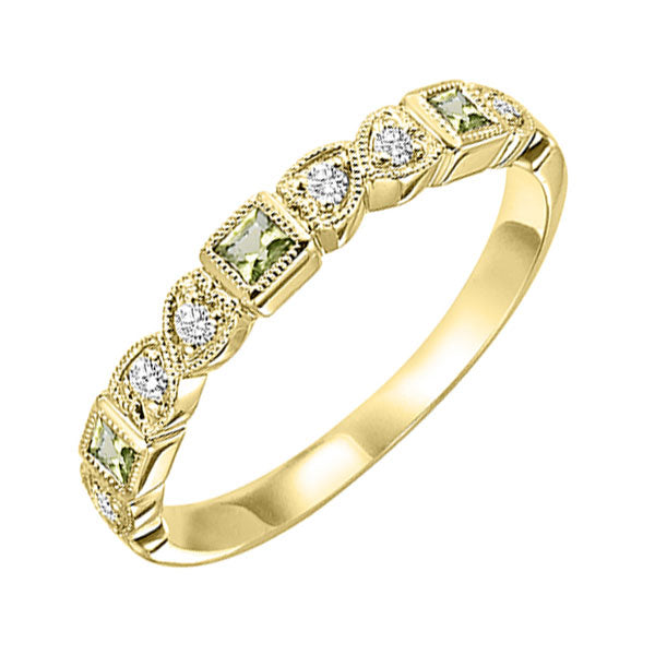 10k yellow gold stackable bezel peridot band (1/12 ct. tw.)