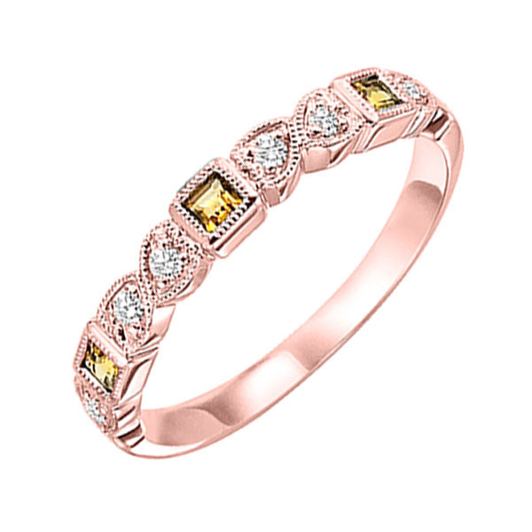 10k rose gold stackable bezel citrine band (1/12 ct. tw.)