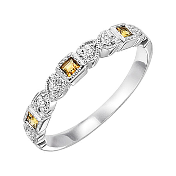 10k white gold stackable bezel citrine band (1/10 ct. tw.)