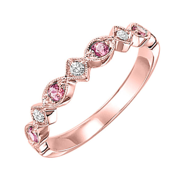 10k rose gold stackable prong pink tourmaline band (1/20 ct. tw.)