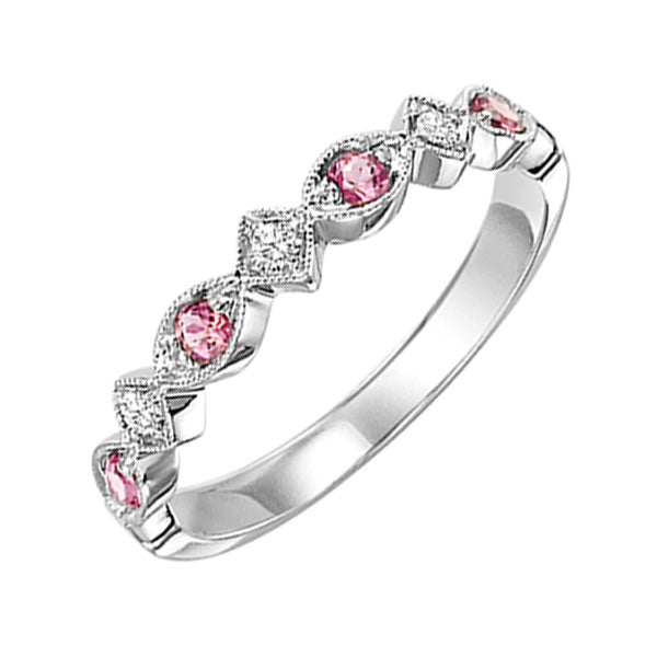 10k white gold stackable prong pink tourmaline band (1/20 ct. tw.)