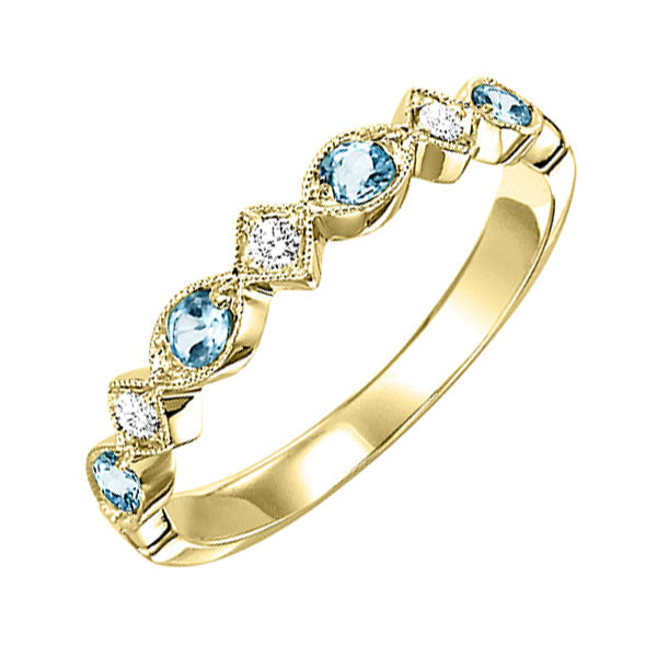 10k yellow gold stackable prong blue topaz band (1/20 ct. tw.)