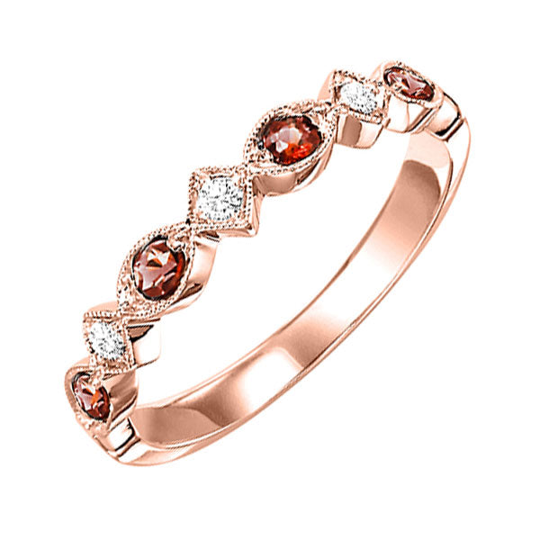 10k rose gold stackable prong garnet band (1/20 ct. tw.)