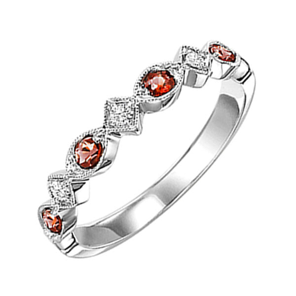 10k white gold stackable prong garnet band (1/20 ct. tw.)