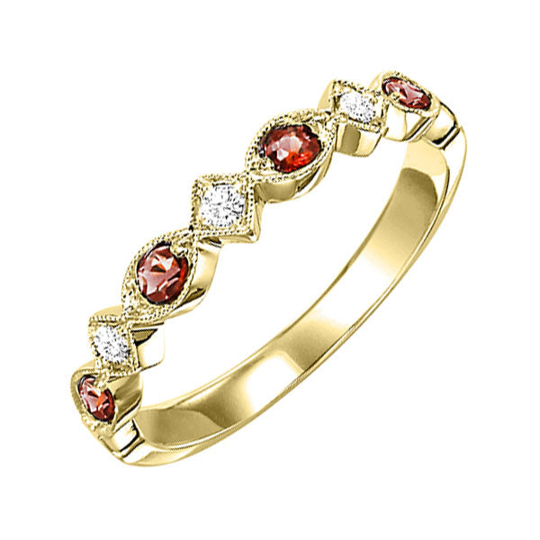 10k yellow gold stackable prong garnet band (1/20 ct. tw.)