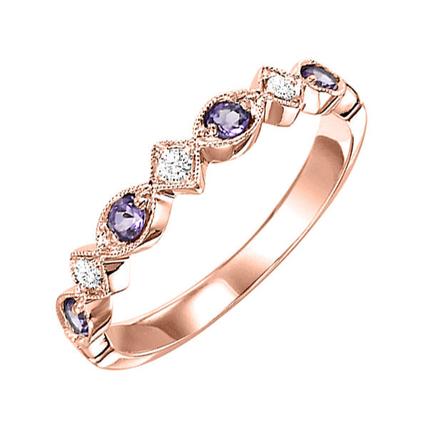 10k rose gold stackable prong amethyst band (1/20 ct. tw.)