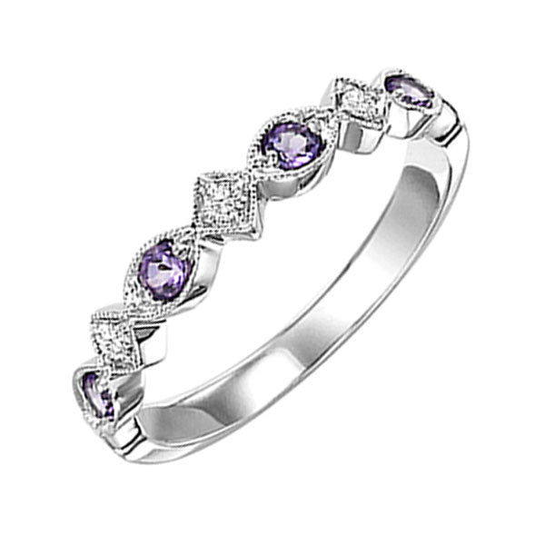 10k white gold stackable prong amethyst band (1/20 ct. tw.)