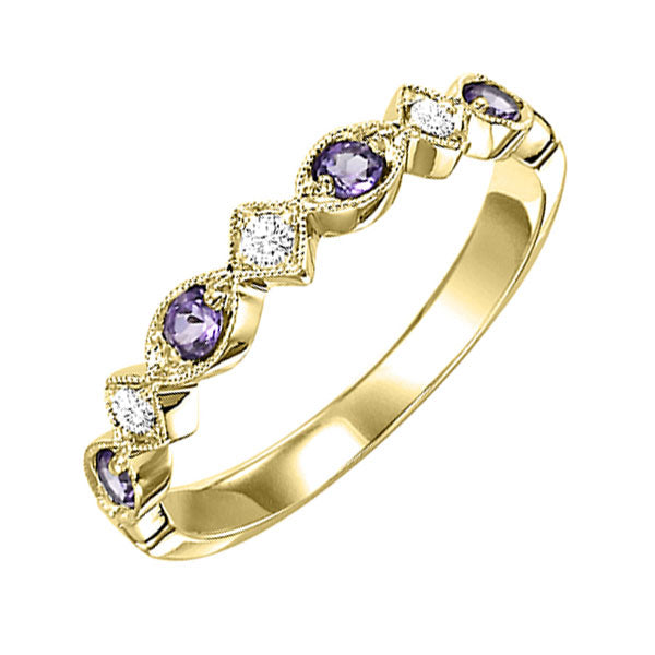 10k yellow gold stackable prong amethyst band (1/20 ct. tw.)