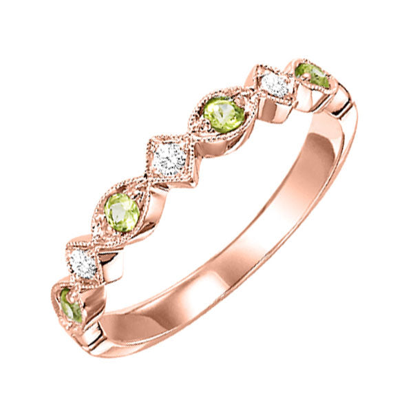 10k rose gold stackable prong peridot band (1/20 ct. tw.)