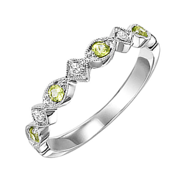 10k white gold stackable prong peridot band (1/20 ct. tw.)