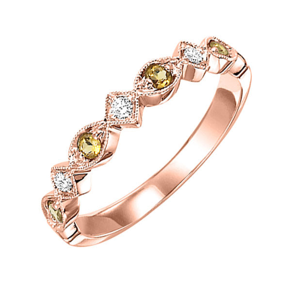 10k rose gold stackable prong citrine band (1/20 ct. tw.)