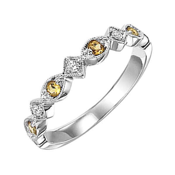 10k white gold stackable prong citrine band (1/20 ct. tw.)