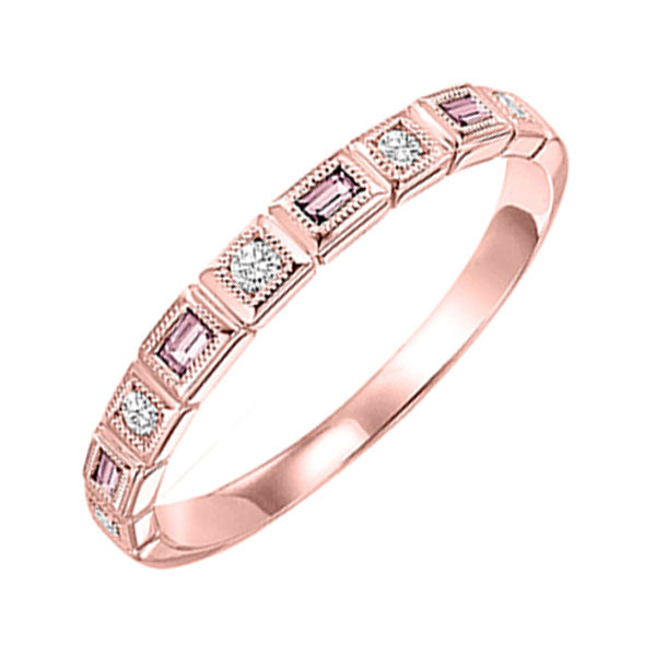 14k rose gold stackable bezel pink tourmaline band (1/12 ct. tw.)