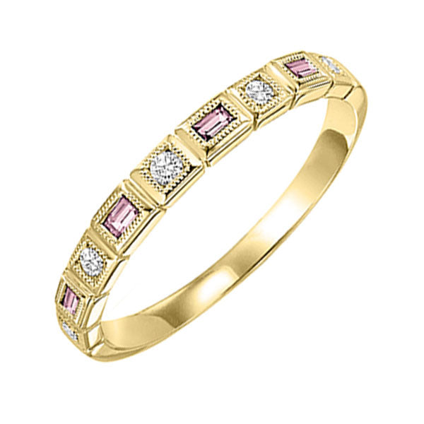 14k yellow gold stackable bezel pink tourmaline band (1/12 ct. tw.)