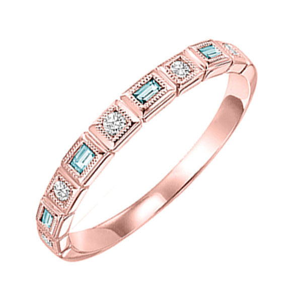 14k rose gold stackable bezel blue topaz band