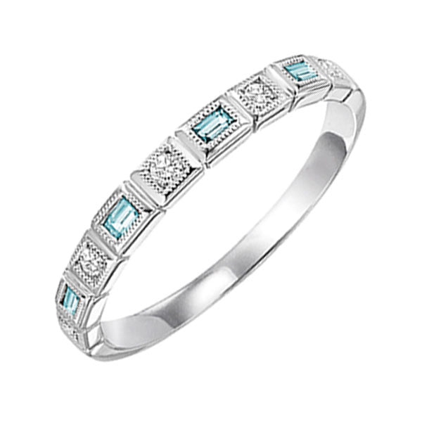 14k white gold stackable bezel blue topaz band (1/10 ct. tw.)