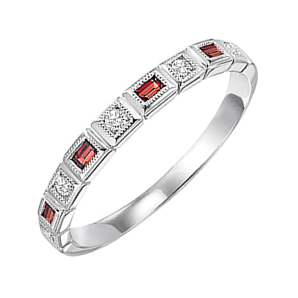 14k white gold stackable bezel garnet band (1/12 ct. tw.)