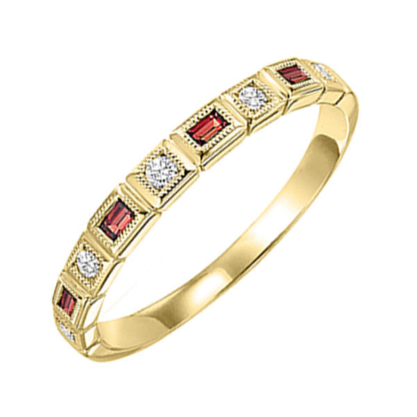 14k yellow gold stackable bezel garnet band (1/12 ct. tw.)