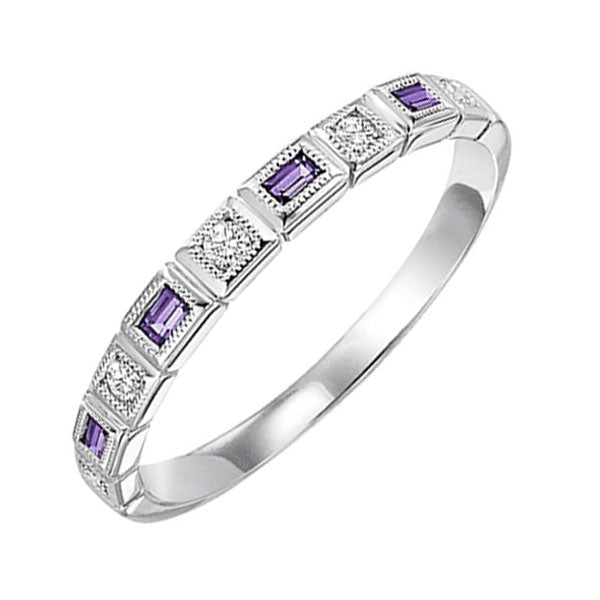 14k white gold stackable bezel amethyst band (1/12 ct. tw.)