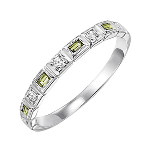 14k white gold stackable bezel peridot band (1/12 ct. tw.)