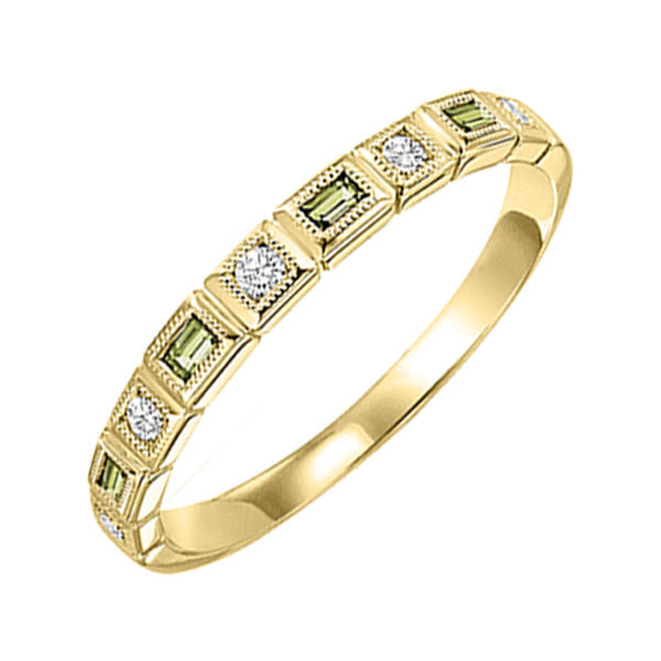 14k yellow gold stackable bezel peridot band (1/12 ct. tw.)