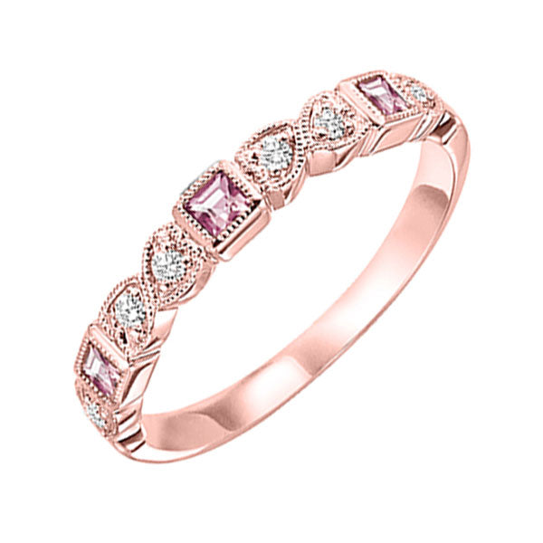 14k rose gold stackable bezel pink tourmaline band (1/12 ct. tw.)