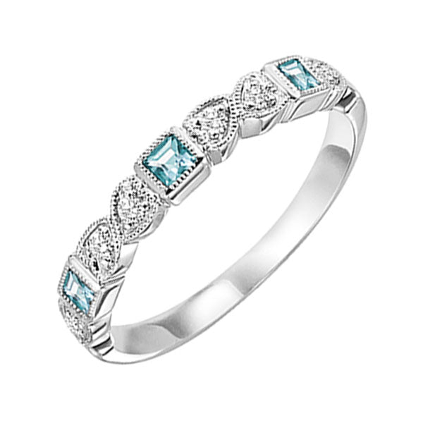 14k white gold stackable bezel blue topaz band (1/12 ct. tw.)