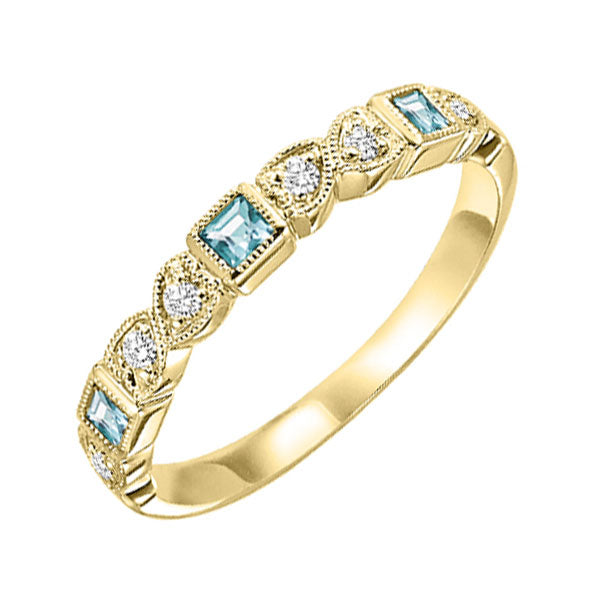 14k yellow gold stackable bezel blue topaz band (1/12 ct. tw.)