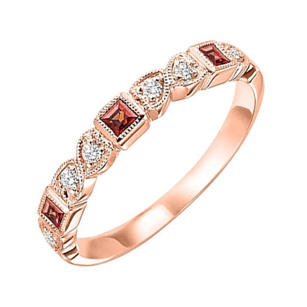 14k rose gold stackable bezel garnet band (1/10 ct. tw.)