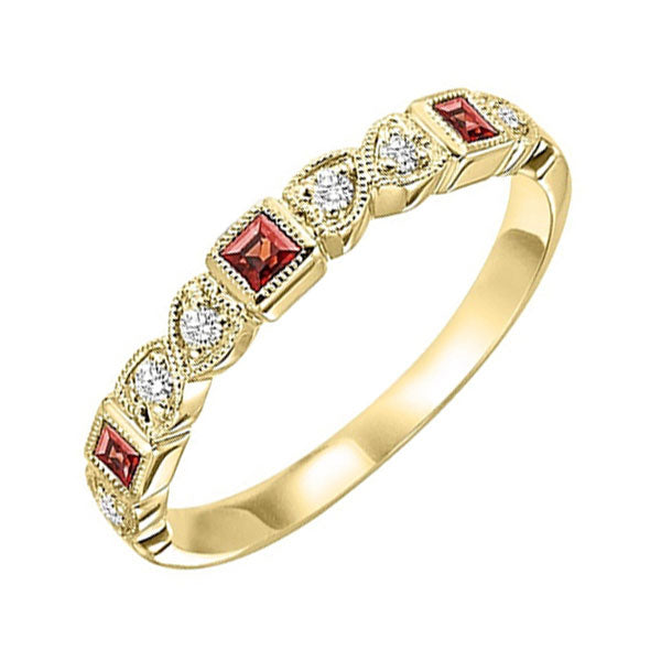 14k yellow gold stackable bezel garnet band (1/10 ct. tw.)