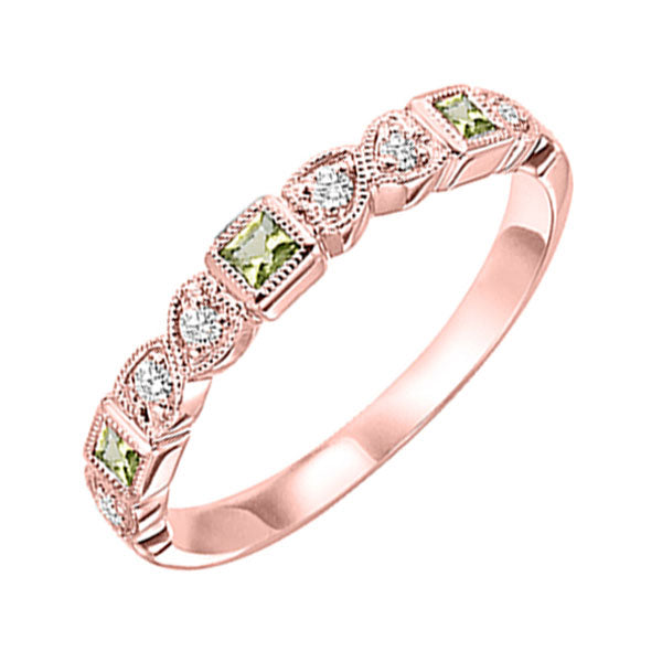 14k rose gold stackable bezel peridot band