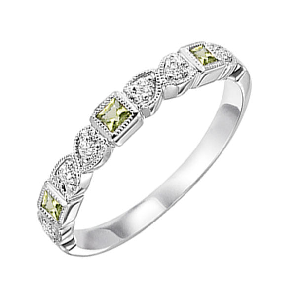 14k white gold stackable bezel peridot band (1/10 ct. tw.)