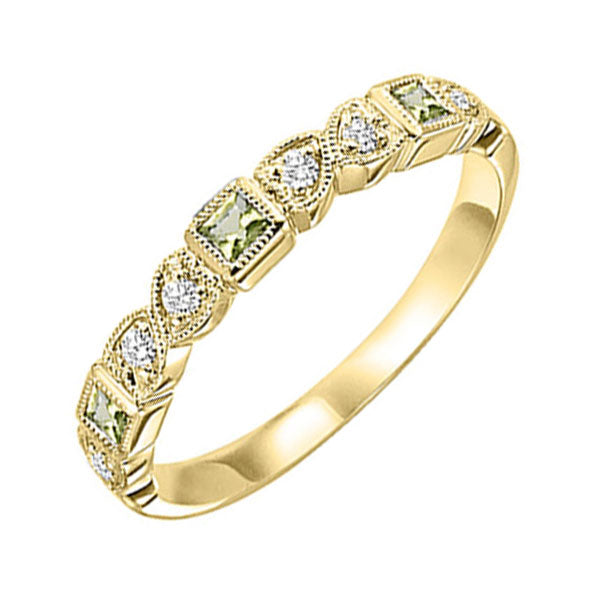 14k yellow gold stackable bezel peridot band (1/10 ct. tw.)