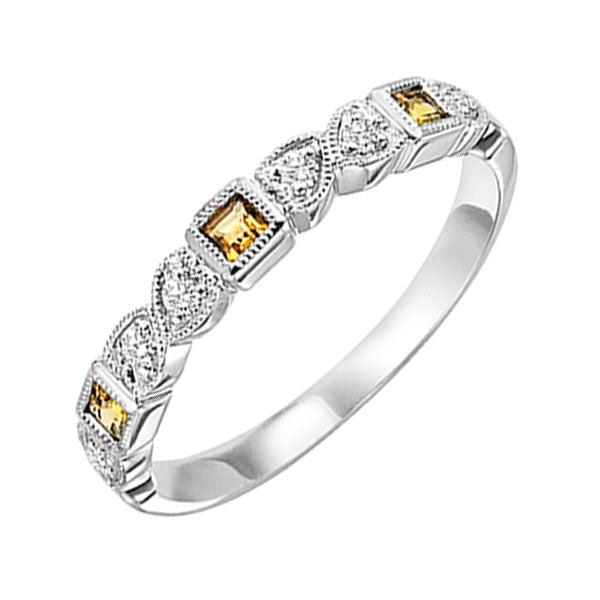 14k white gold stackable bezel citrine band (1/10 ct. tw.)