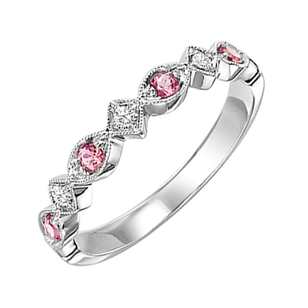 14k white gold stackable prong pink tourmaline band (1/20 ct. tw.)