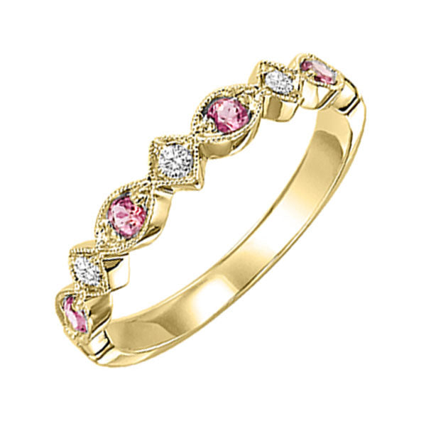 14k yellow gold stackable prong pink tourmaline band (1/20 ct. tw.)