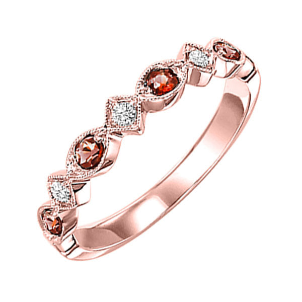 14k rose gold stackable prong garnet band (1/20 ct. tw.)