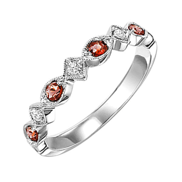 14k white gold stackable prong garnet band (1/20 ct. tw.)