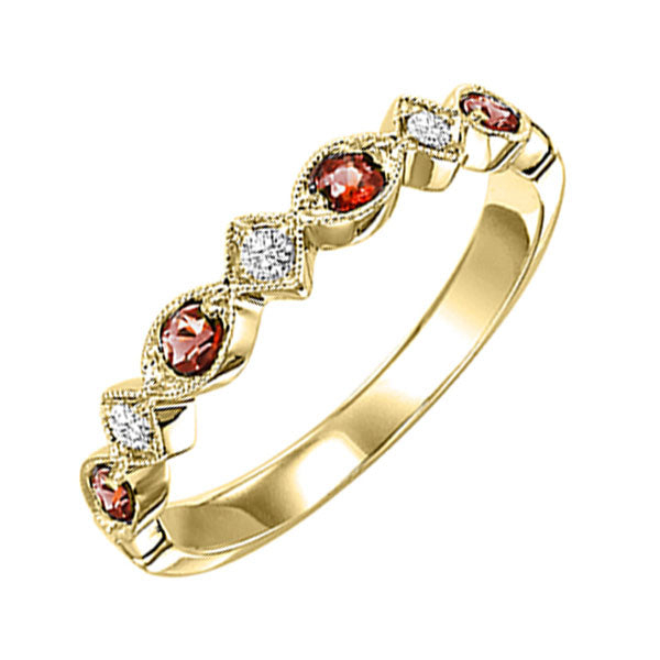 14k yellow gold stackable prong garnet band (1/20 ct. tw.)