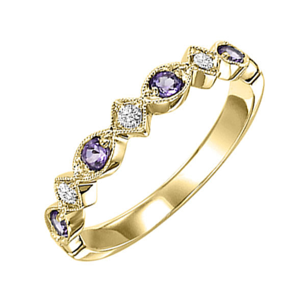 14k yellow gold stackable prong amethyst band (1/20 ct. tw.)