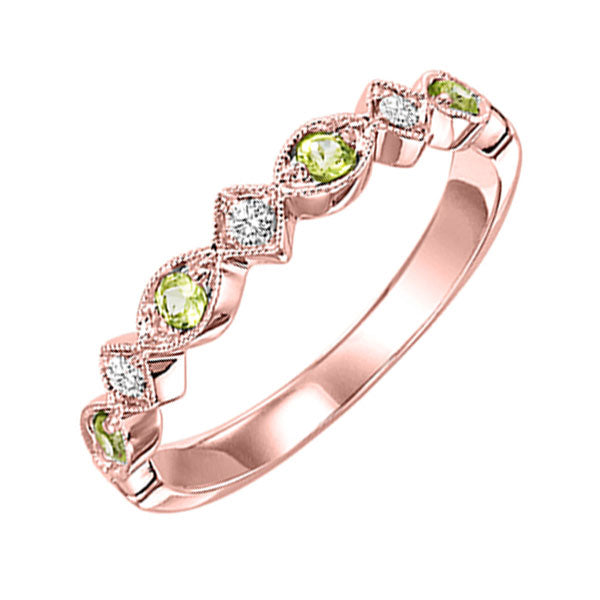 14k rose gold stackable prong peridot band (1/25 ct. tw.)