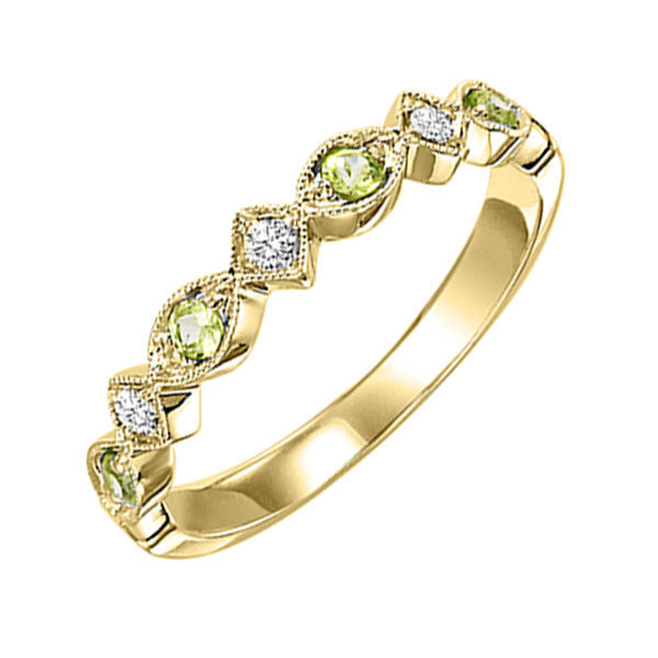 14k yellow gold stackable prong peridot band (1/25 ct. tw.)