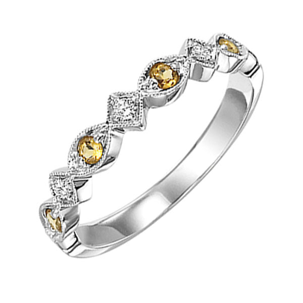 14k white gold stackable prong citrine band (1/20 ct. tw.)