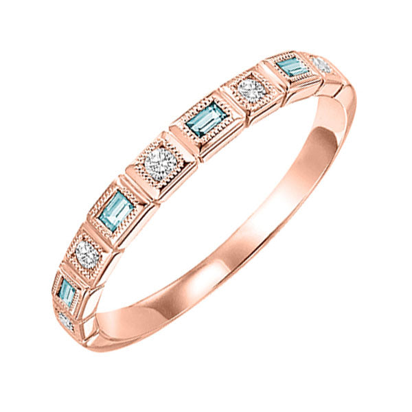 10k rose gold stackable bezel aquamarine band (1/12 ct. tw.)