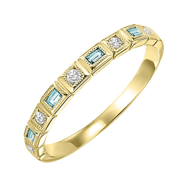 10k yellow gold stackable bezel aquamarine band (1/12 ct. tw.)