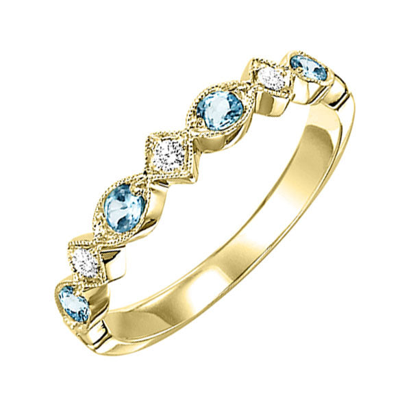 10k yellow gold stackable prong aquamarine band (1/20 ct. tw.)