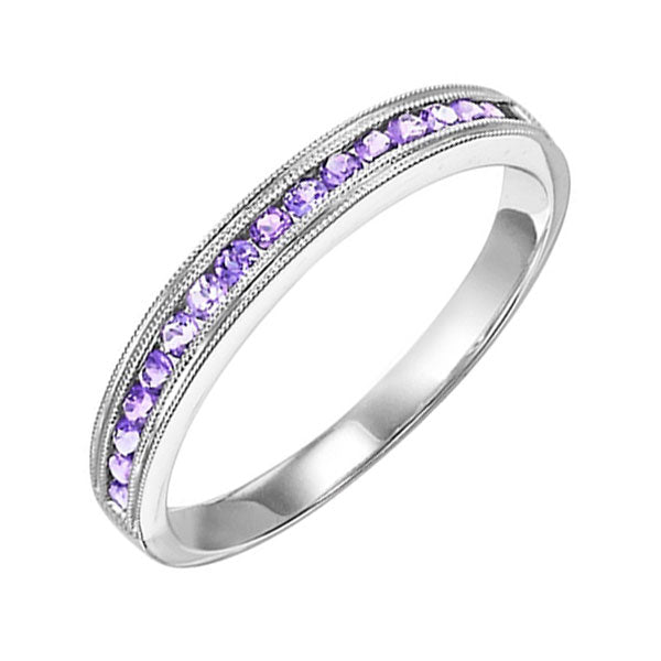 10k white gold stackable channel alexandrite band